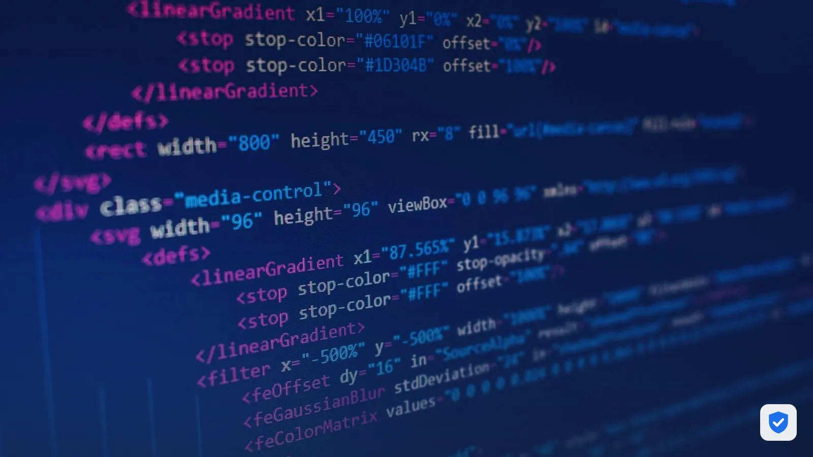 Close-up of website code being reviewed during a malware clean-up